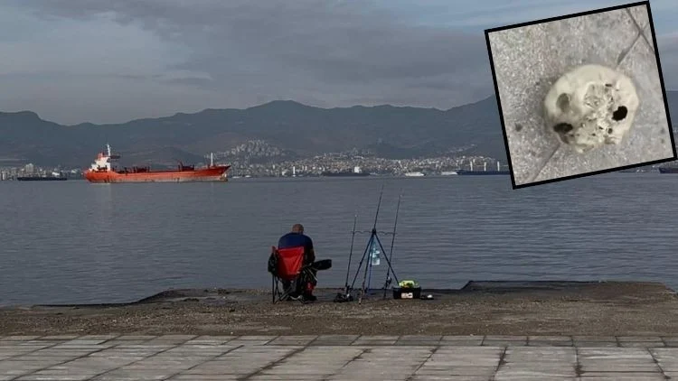 İzmir Konak Sahilinde Amatör Balıkçının Oltasına Takılan İnsan Kafatası Endişe Yarattı