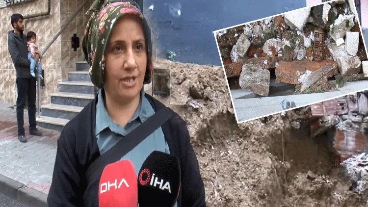 Arnavutköy’de İstinat Duvarı Çöktü İki Bina Tedbir Amaçlı Tahliye Edildi