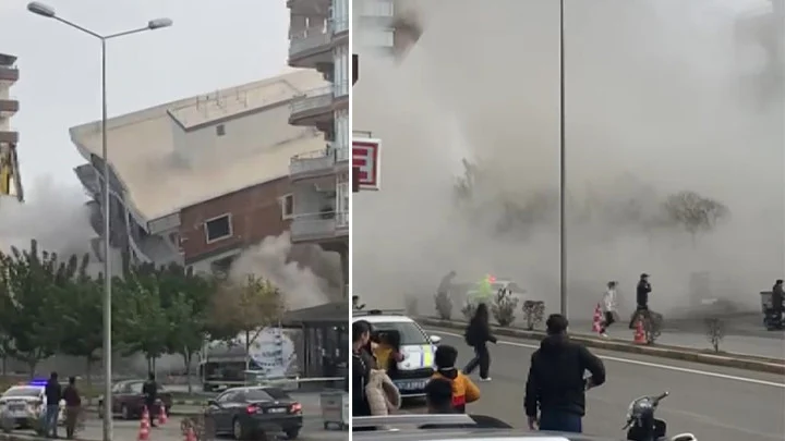 Gaziantep’te Ağır Hasarlı Binanın Yıkımı Panik Yarattı