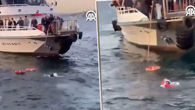 Üsküdar İskelesi Yakınında Feribottan Düşen Kadın Yolcu Vatandaşların Anında Müdahalesiyle Kurtarıldı