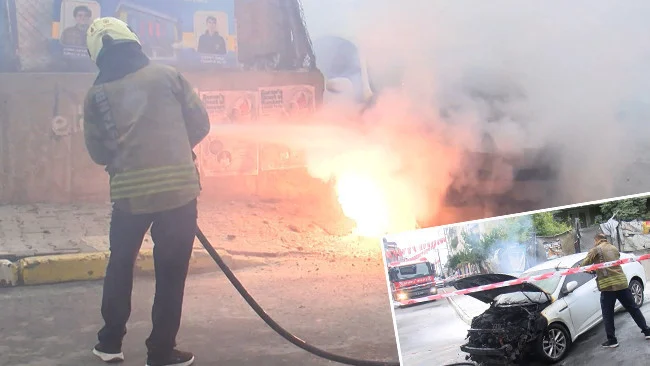 Halkalı’da Yer Altı Kablo Yangını Otomobili Küle Çevirdi Bölgede Elektrik Kesintileri Sürüyor